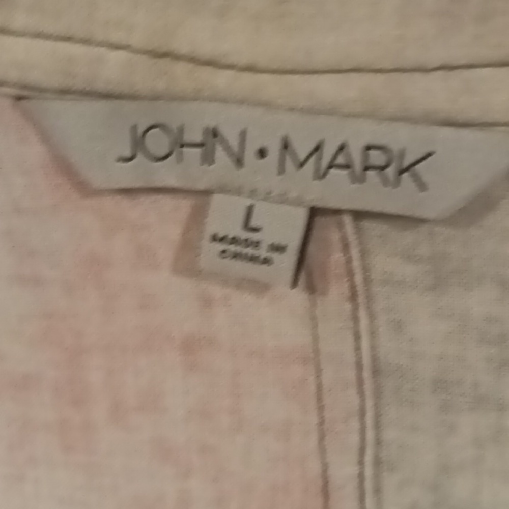 FINAL PRICE JOHN • MARK linen blend 3/4 sleeve colorblock blouse w side slits